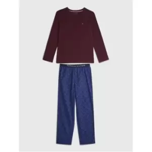 Image of Tommy Hilfiger Ls Woven Set Print - Red