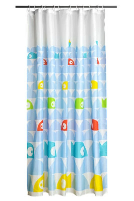 Image of Premier Housewares Shower Curtain-Hooks Fish Design Polyester Shower Curtain Multi
