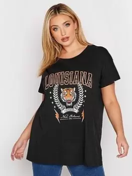 Image of Yours Placement Print T-Shirt - Louisiana Tiger - Black, Size 18, Women