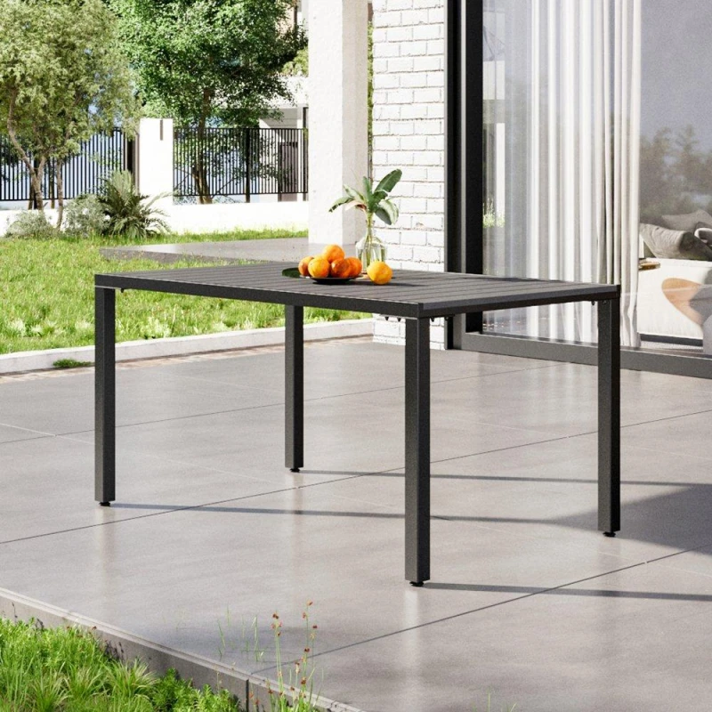 Image of Breeins 150cm Woodon Table with Parasol Hole Grey Grey unisex One size