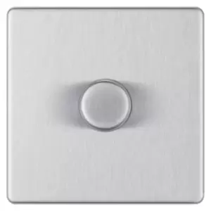Image of Bg Brushed Steel 400W 1 Gang 2 Way Dimmer - Screwless Flatplate - 286928