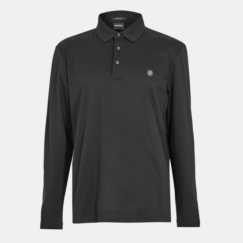 Image of Boss Mens HBB Paley Long-Sleeve Polo Black 002 male Large