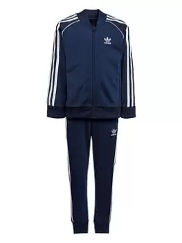 Image of Boys, adidas Originals Younger Kids Adicolor Trefoil Superstar Tracksuit - Dark Blue, Dark Blue, Size 3-4 Years