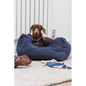 Image of Navy TuffEarth Recycled Chenille Square Pet Bed