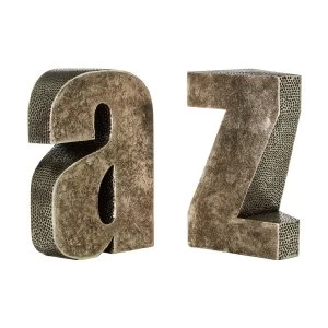 Image of Premier Housewares A Z Bookends - Polyresin Antique Silver