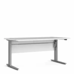 Image of Prima Desk 150 Cm In White With Height Adjustable Legs With Electric Control In Silver Grey Steel