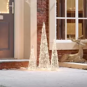 Image of The Winter Workshop - Set Of 3 Spun Acrylic Christmas Pyramids - Warm White