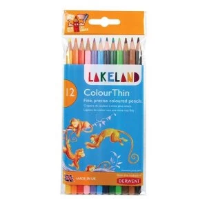 Image of Lakeland ColourThin Hard wearing Colouring Pencils with Hexagonal Barrel Assorted Colours Pack of 12