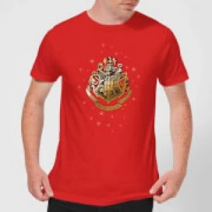 Image of Harry Potter Star Hogwarts Gold Crest Mens T-Shirt - Red - S