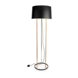 Image of Leds-C4 GROK - 3 Light Floor Lamp Black, Copper with Black Fabric Shade, E27