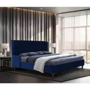 Image of Envisage Trade - Shanaya Upholstered Beds - Plush Velvet, Small Double Size Frame, Blue - Blue