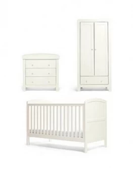 Image of Mamas & Papas Dover Cotbed, Dresser & Wardrobe, White