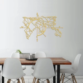 Image of World Map Metal Decor 2 - Gold Gold Decorative Metal Wall Accessory