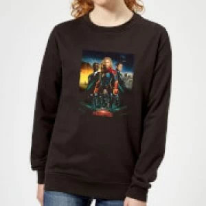 Image of Captain Marvel Movie Starforce Poster Womens Sweatshirt - Black - S