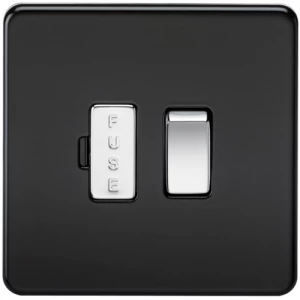 Image of KnightsBridge 13A Screwless Matt Black Switched Fused Spur Connector Unit