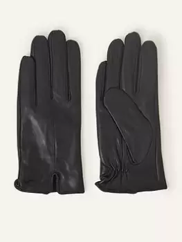 Image of Accessorize Classic Leather Gloves, Black, Size M/L, Women
