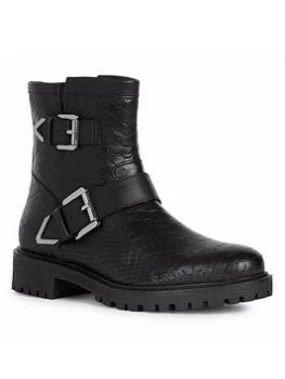 Image of Geox Geox Hoara Buckle Ankle Boots - Black, Size 5, Women