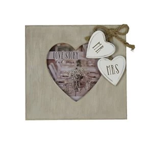 Image of 4" x 4" - Love Story Heart Shaped Photo Frame - Mr & Mrs