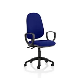 Image of Dynamic Permanent Contact Backrest Task Operator Chair Loop Arms Eclipse II Stevia Blue Seat Without Headrest High Back