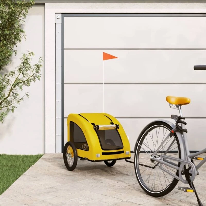 Image of VIDAXL Pet Bike Trailer Yellow Oxford Fabric and Iron vidaXL 8720845770518