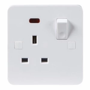 Image of KnightsBridge Pure 4mm 1 Gang White 13a Switched Single Pole UK Plug Socket with Neon