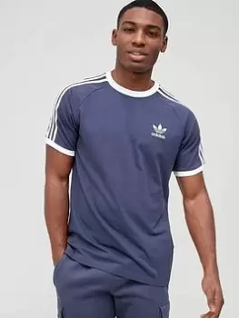Image of adidas Originals 3 Stripe California T-Shirt - Navy/White Size XS Men