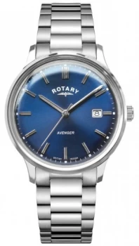 Image of Rotary Mens Avenger Stainless Steel Bracelet Blue Dial Watch