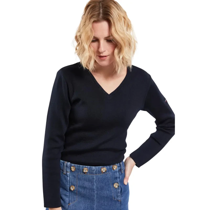 Image of Armor-Lux Womens V-neck sweater Armor-Lux Locmine Bleu Female XS