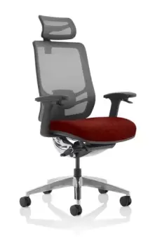 Image of Ergo Click Bespoke Fabric Seat Ginseng Chilli Black Mesh Back with Headrest