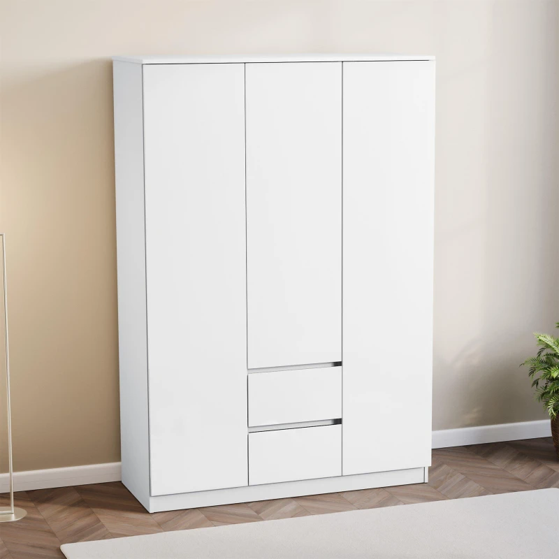 Image of Lassic Glinton High Gloss 3 Door 2 Drawer Wardrobe White unisex One Size