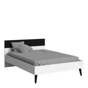 Image of Oslo Euro Double Bed (140 X 200) In White And Black Matt