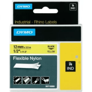 Image of Dymo 18490 Black on Yellow Label Tape 12mm x 3.5m