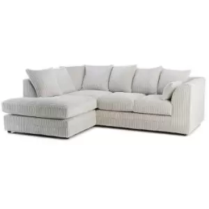 Image of Canolo Luxury LHF Corner Chaise Jumbo Cord Sofa - Cream - Cream