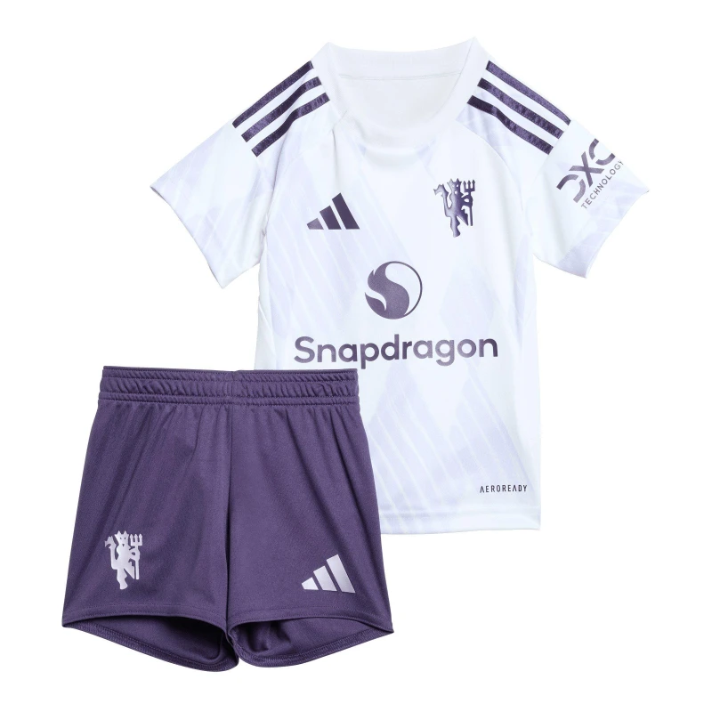 Image of adidas Manchester United Away Minikit 2025 2026 Babies Domestic Replica Minikits 3-6 Months White 37867801060