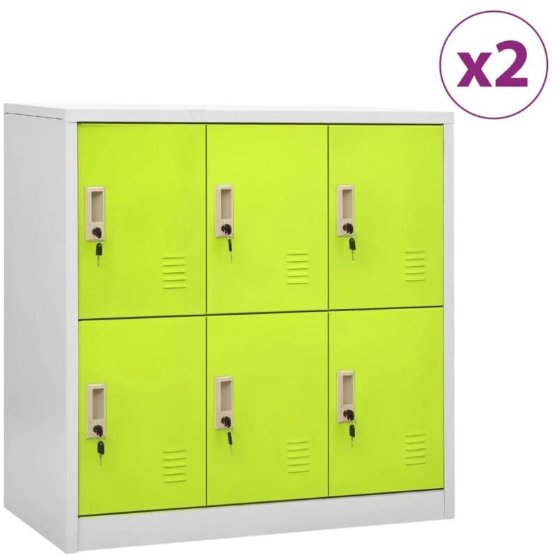 Image of VIDAXL Locker Cabinets 2 pcs Light Grey and Green 90x45x92.5cm Steel Vidaxl 8720286847763