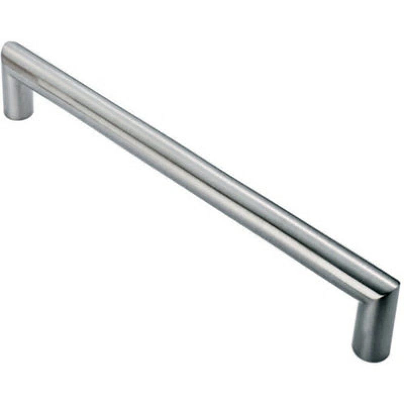 Image of Loops Mitred Round Bar Pull Handle 106 x 10mm 96mm Fixing Centres Satin Steel Metallics unisex