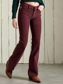 Image of Superdry Mid Rise Slim Cord Flares - Brown, Size 32, Inside Leg 33, Women