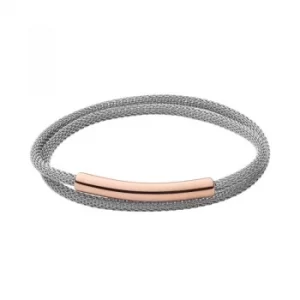 Image of Ladies Skagen Two-Tone Steel and Rose Plate Bracelet