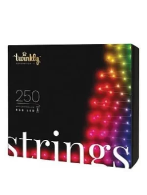 Image of Twinkly Twinkly 250L 5Mm Matt+Clear Flat Rgbw Lens Light String, 8Cm Lamp Spacing, Black/Green Wire, Bt+WiFi, Gen Ii, Ip44