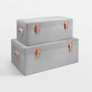 Image of Grey Velvet Trunks - Set of 2
