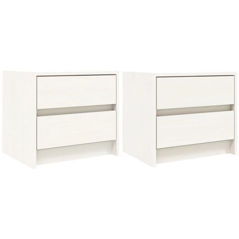 Image of Vidaxl Bedside Cabinets 2 Pcs White 40X31X35.5cm Solid Wood Pine, White 836138