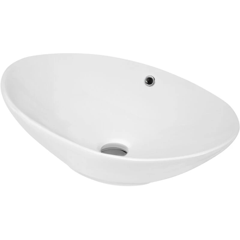 Image of nuie Oval Basin with Overflow 588 x 390 x 195, White NBV166