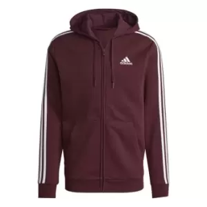 Image of adidas Essentials Fleece 3-Stripes Full-Zip Hoodie Mens - Red