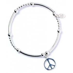 Image of Peace Sign with Noodle Bead Bracelet & Charm Sterling Silver Ball