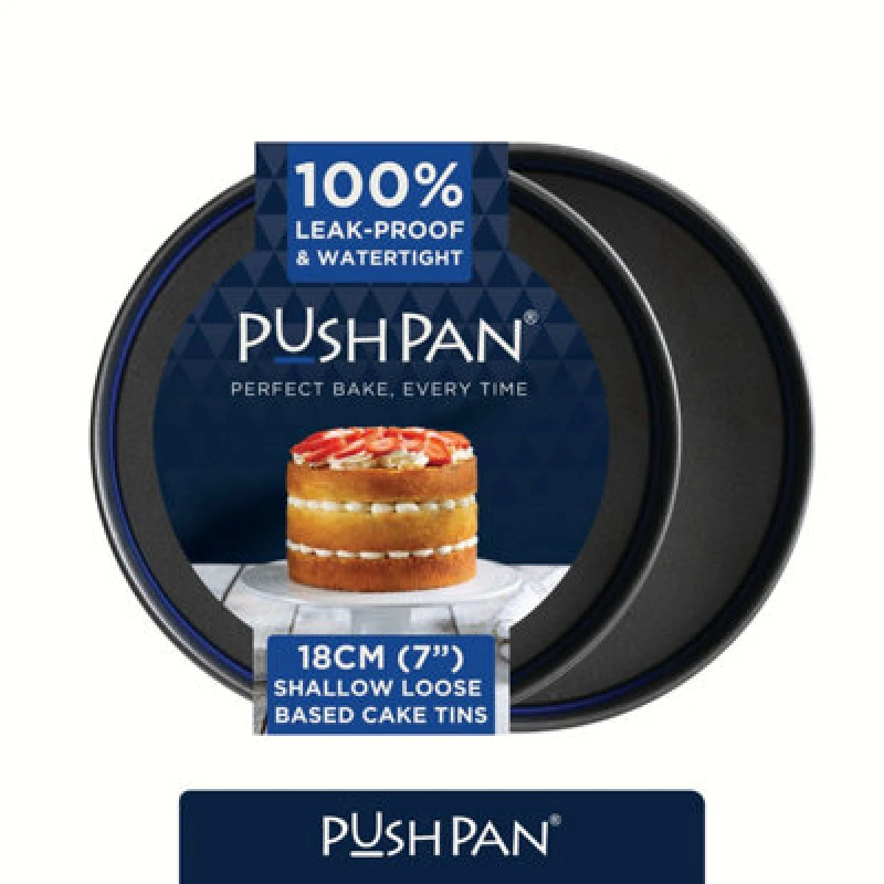 Image of Wham Pushpan Set Of 2 X 7" Shallow Cake Tins Grey/pewter