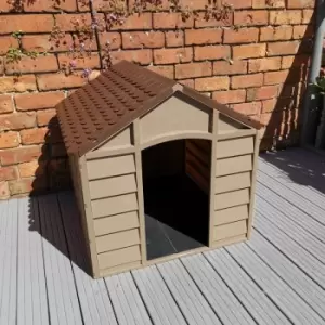 Image of Plastic Dog Kennel / House in Brown Garden Patio Ð 71cm x 71cm x 68cm