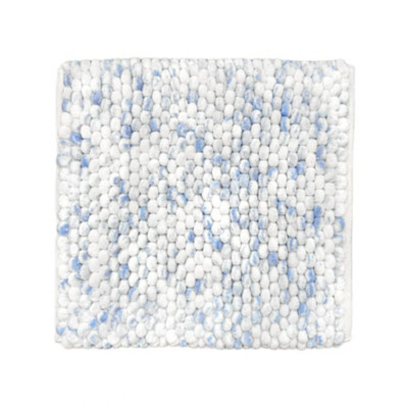 Image of Allure Bath Fashions Marl Chunky Bobble Square Bath Mat Non Slip - Blue
