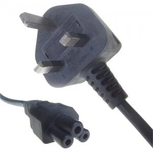 Image of Connekt Gear Black 5A UK Mains Plug Top to IEC C5 Cloverleaf TV Power Cord Cable - 2 Meter