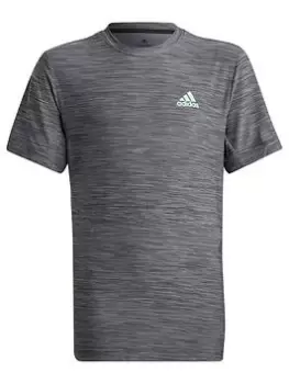 Image of adidas Junior Boys Training Icons Short Sleeve T-Shirt - Black, Size 7-8 Years