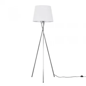 Image of Camden Chrome Tripod Floor Lamp with XL White Aspen Shade
